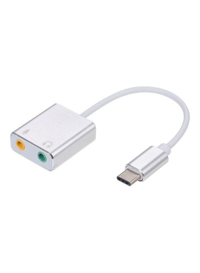 Generic Type C External Sound Card Silver  - Image 1