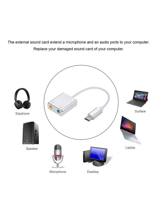 Generic Type C External Sound Card Silver  - Image 2