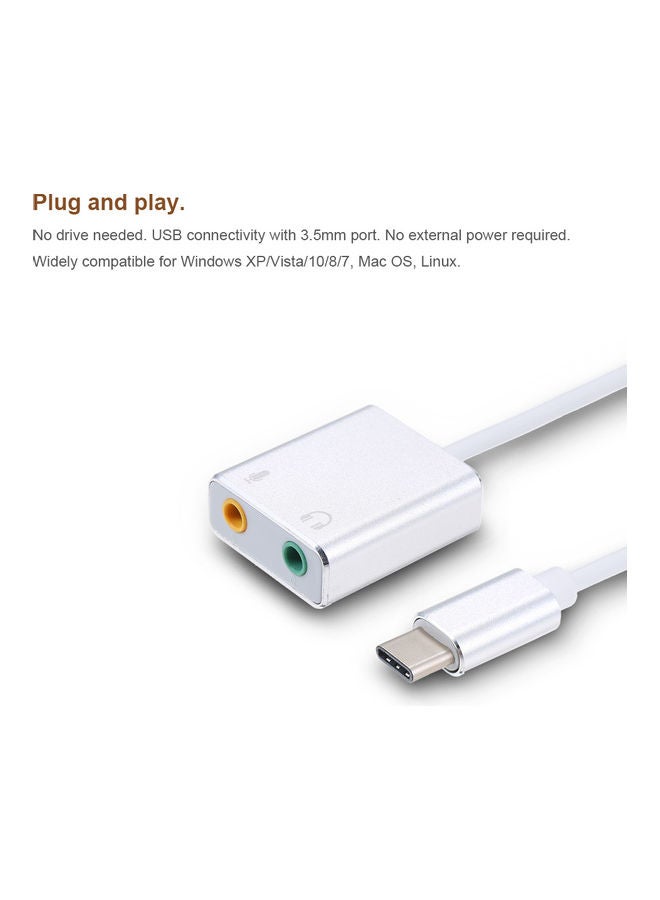 Generic Type C External Sound Card Silver  - Image 4