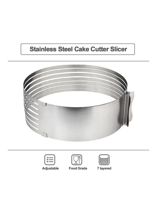 قطاعة كيك دائرية قابلة للتعديل مصنوعة من الستانلس ستيل على شكل كيك وقطاعة كيك وقطاعة متعددة الطبقات يمكنك استخدامها بنفسك فضي 15-20سم - Image 4