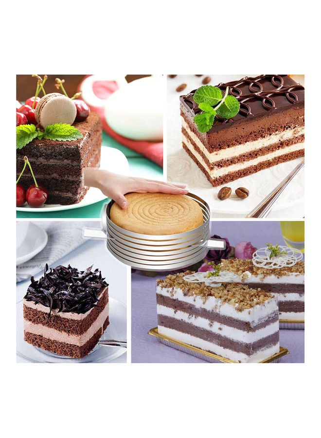 قطاعة كيك دائرية قابلة للتعديل مصنوعة من الستانلس ستيل على شكل كيك وقطاعة كيك وقطاعة متعددة الطبقات يمكنك استخدامها بنفسك فضي 15-20سم - Image 5