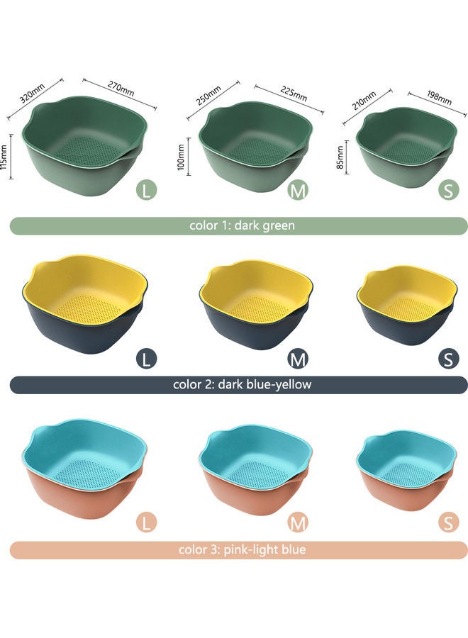 Multi-functional Kitchen Colander Filter Bowl Set multicolour 25x10x22.5cm - Image 3