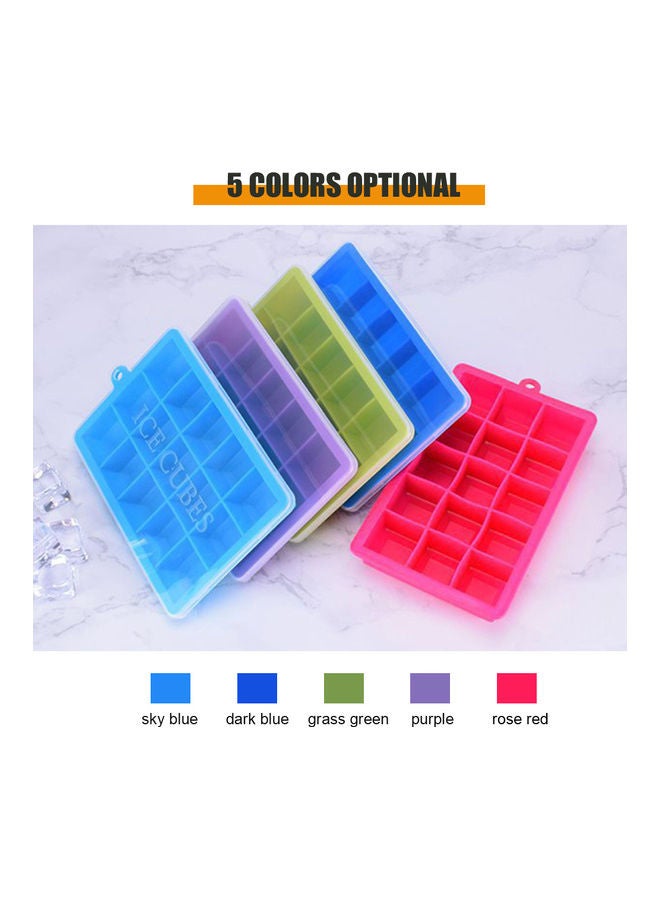 Generic - Silicone Ice Cube Trays With Lids Square Ice Cube Molds Of 15 Ice Cubes Maker Mold For Ice Cream Party Cocktail Whiskey Chocolate Cube Baking Mold Easy Release Green 18.5*3*13cm - Image 1