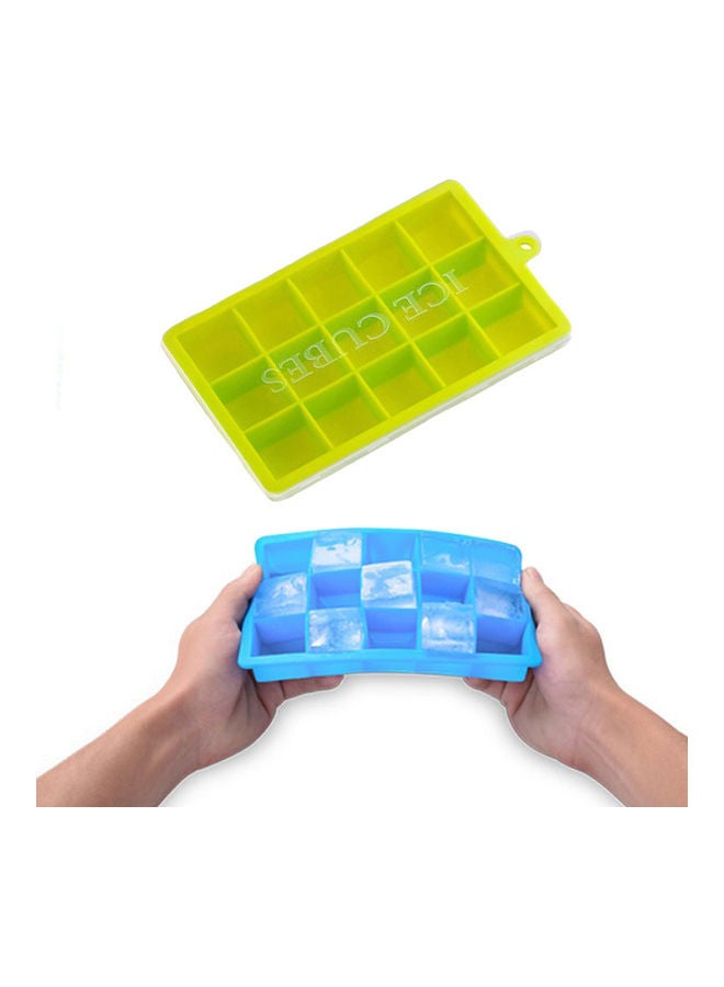 Generic - Silicone Ice Cube Trays With Lids Square Ice Cube Molds Of 15 Ice Cubes Maker Mold For Ice Cream Party Cocktail Whiskey Chocolate Cube Baking Mold Easy Release Green 18.5*3*13cm - Image 1