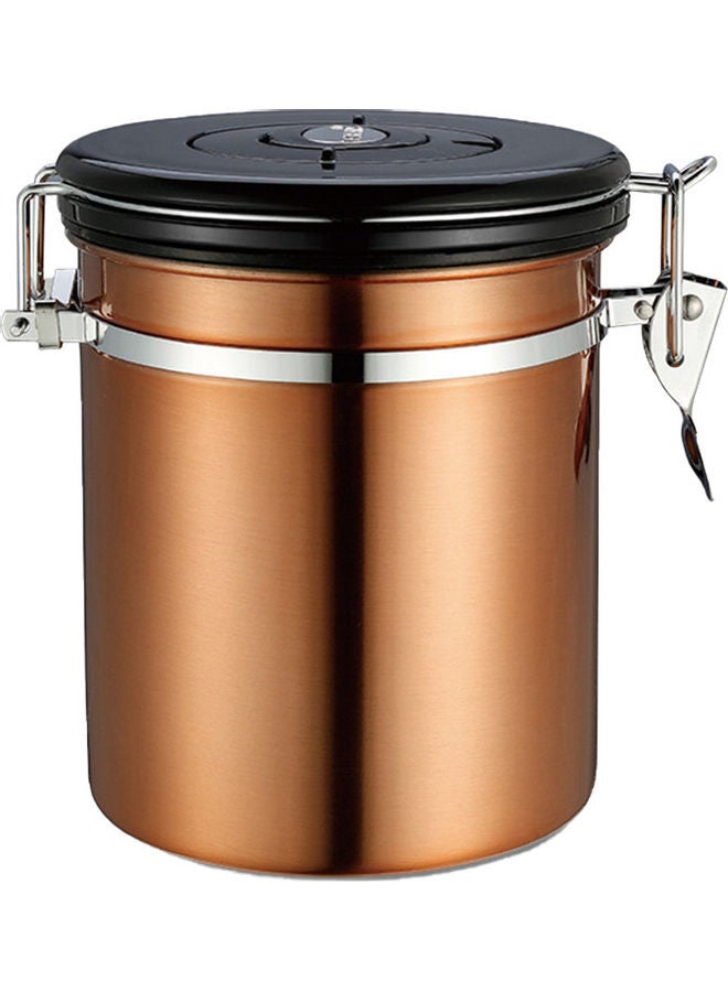Stainless Steel Airtight Canister Coffee Bean Canister Gold 18x9x9cm - Image 2