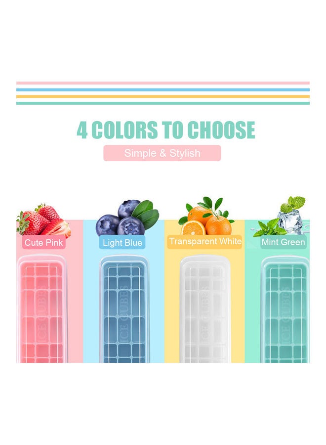 Generic - Silicone Ice Cube Tray with Lid Square Ice Cubes Baking Mold Pink 27*3*10.5cm - Image 1