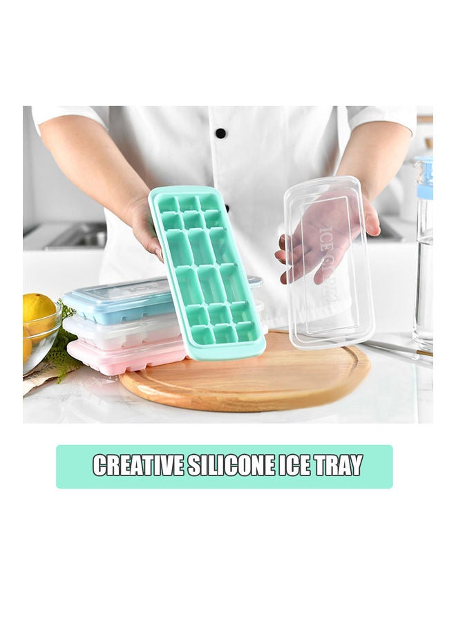 Generic - Silicone Ice Cube Tray with Lid Square Ice Cubes Baking Mold Pink 27*3*10.5cm - Image 1
