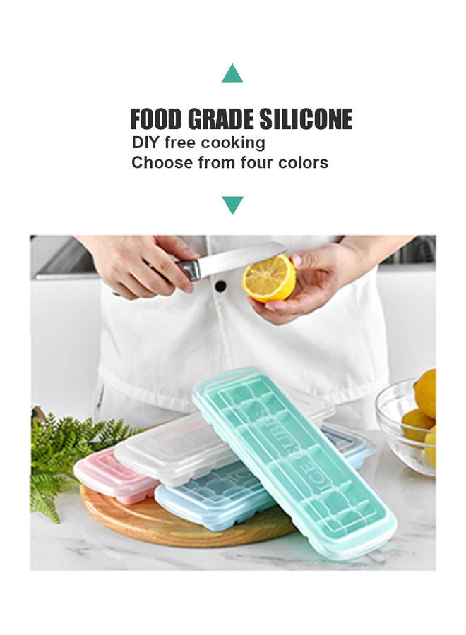 Generic - Silicone Ice Cube Tray with Lid Square Ice Cubes Baking Mold Pink 27*3*10.5cm - Image 1