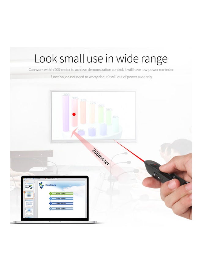 Generic Air Mouse Flip Pen Laser Pointer Black  - Image 1