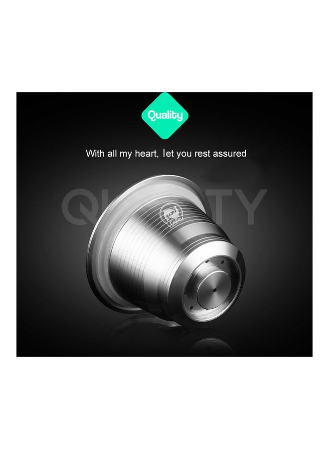 Compatible With Nespresso Stainless Steel Reusable Refillable Coffee Capsule Cup Filter with Brush Spoon Powder Press Ring Silver 11*5.5*5.5cm - Image 5