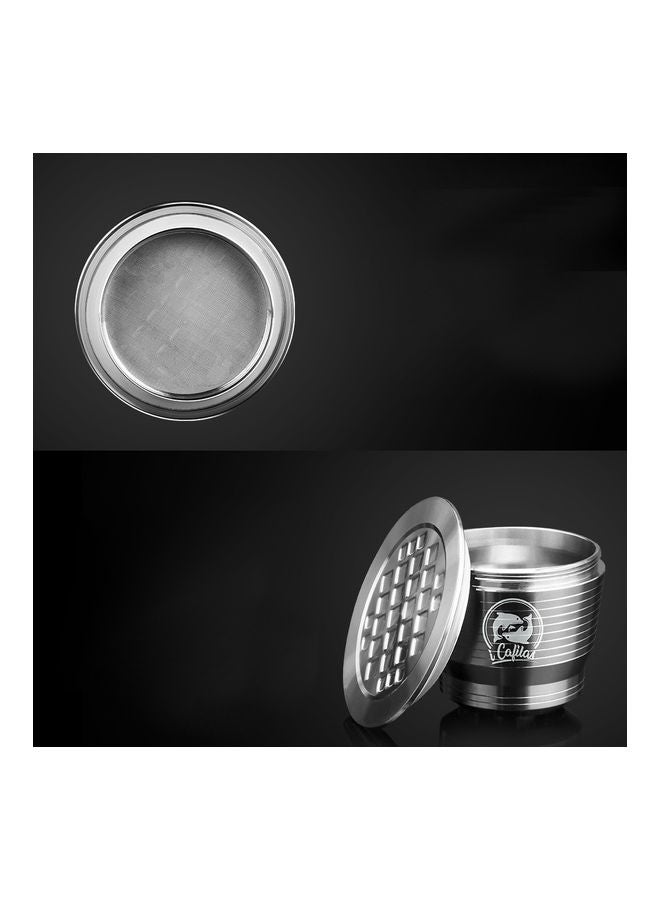 Compatible With Nespresso Stainless Steel Reusable Refillable Coffee Capsule Cup Filter With Brush Spoon Powder Press Ring Silver 11*5.5*5.5cm - Image 3
