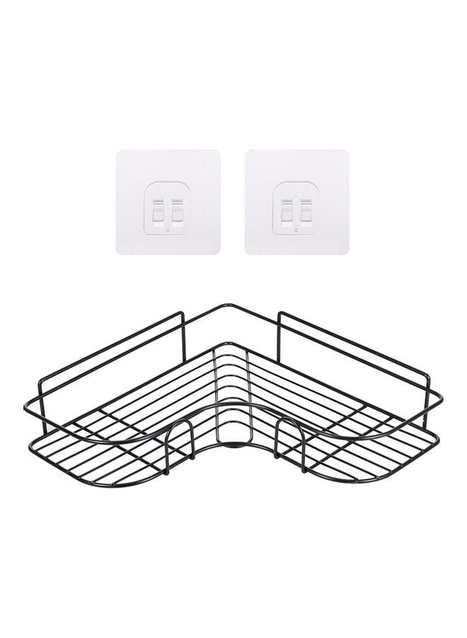Generic - Iron Corner Shelf With Sticker Shower Caddy Shelf Bathroom Organizer Wall Mounted Floating Shelf For Bathroom Kitchen Home Decor Black 27*6*26cm - Image 1