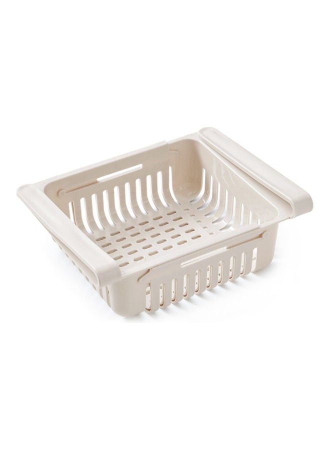 Retractable Fridge Organizer Pull Out Drawer Refrigerator Clip On Under Shelf Basket For Kitchen Storage Fits Beige 20*8*16cm - Image 1