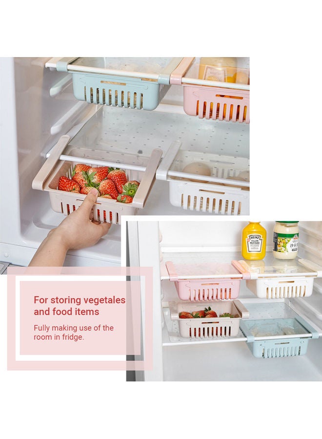 Retractable Fridge Organizer Pull Out Drawer Refrigerator Clip On Under Shelf Basket For Kitchen Storage Fits Beige 20*8*16cm - Image 5