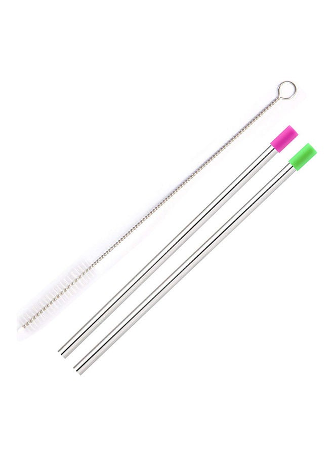 Generic Stainless Steel Straw Silver/Pink/Green  - Image 1