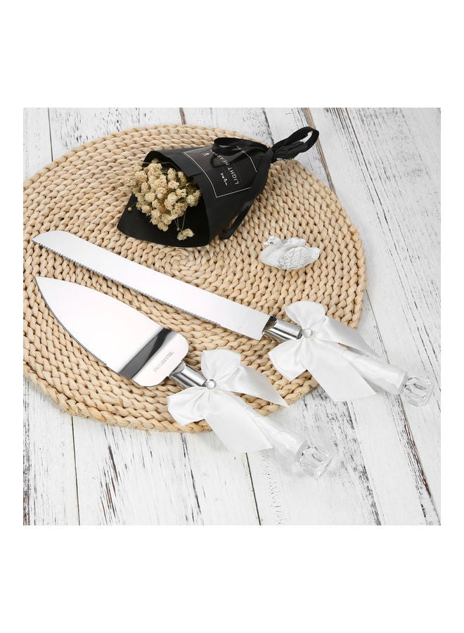 Generic Stainless Steel Wedding Cake Knife Set Silver 34x3.5x10cm  - Image 4