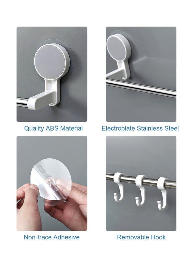 Wall Mounted Shoe Rack with Hooks White 48.5x2.5x8cm  - Image 2