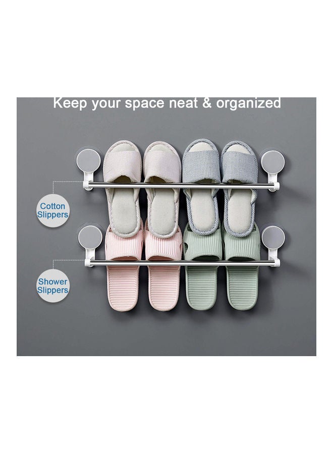 Wall Mounted Shoe Rack with Hooks White 48.5x2.5x8cm  - Image 3