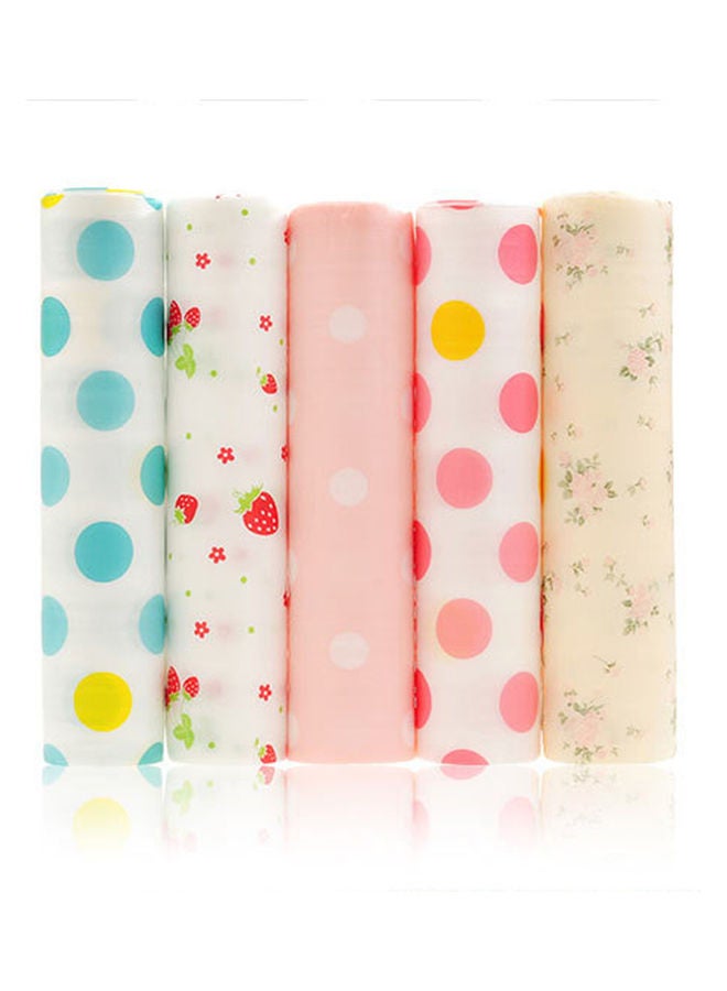 5-Piece Printed Drawer Storage Liner White/Beige/Blue 12x197inch 