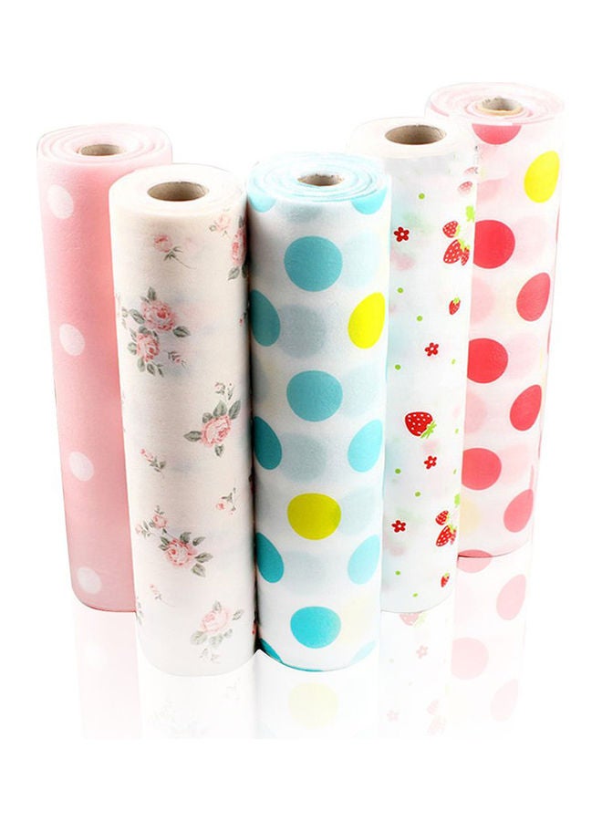 5-Piece Printed Drawer Storage Liner White/Blue/Red 12x197inch - Image 1