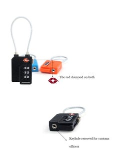 Generic 3 Digit Password Lock Steel Wire Security Lock Orange/Silver/Black  - Image 2