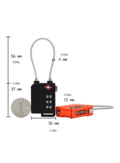 Generic 3 Digit Password Lock Steel Wire Security Lock Orange/Silver/Black  - Image 5