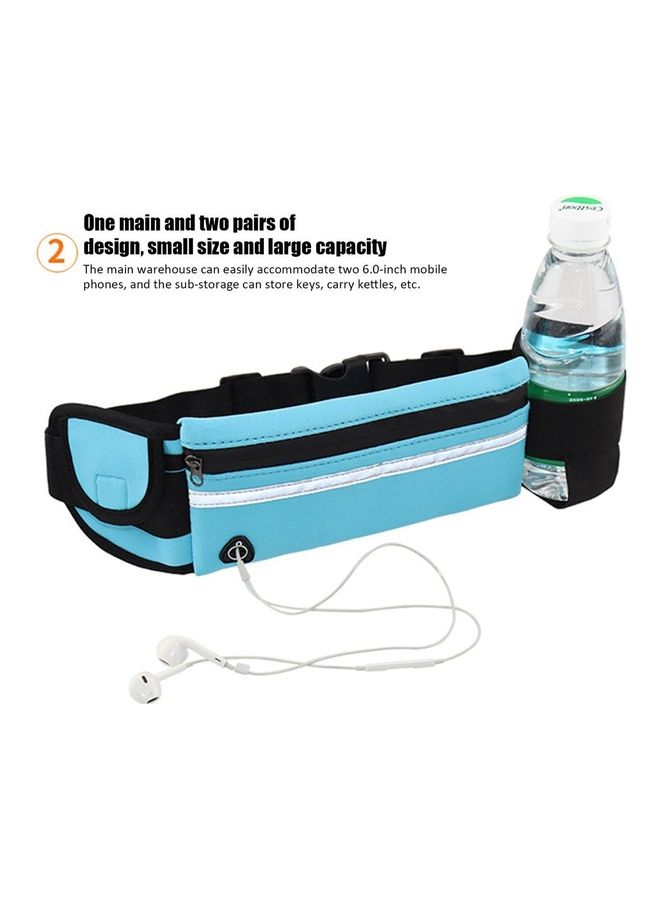 Portable Convenient USB Waist Pouch Blue/Black 