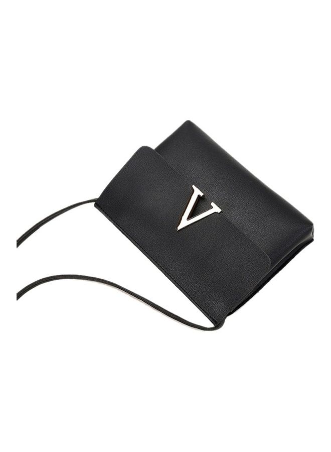 V pendant crossbody bag Black/Silver 