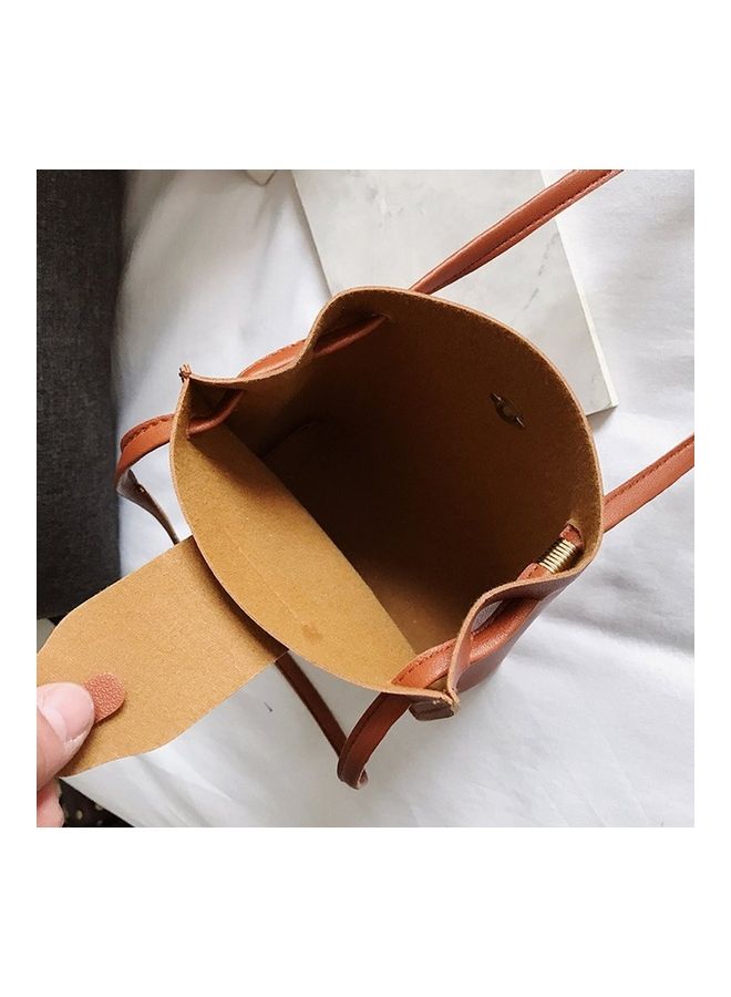 Solid Pattern Shoulder Bag Light Brown - Image 3