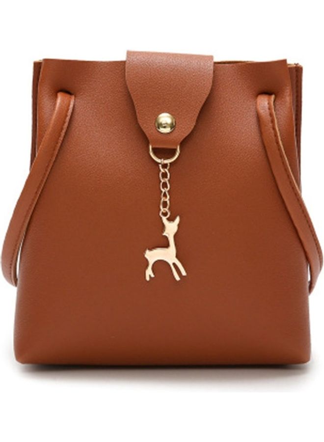 Solid Pattern Shoulder Bag Light Brown - Image 1