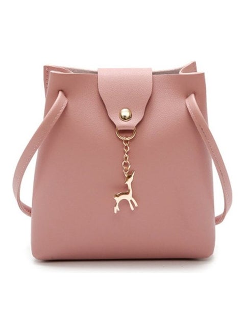 Solid Pattern Shoulder Bag Pink