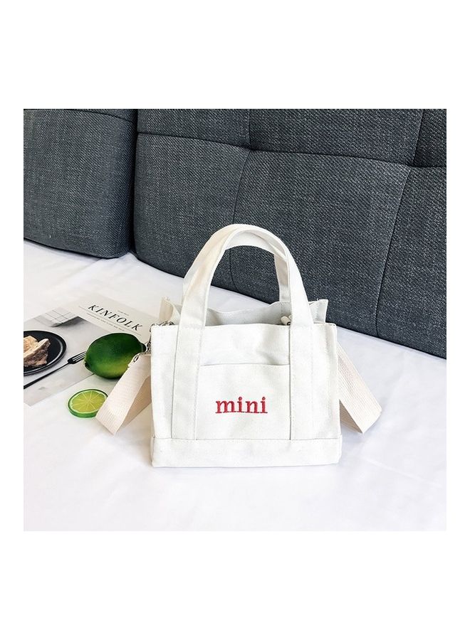 حقيبة تسوق من قماش الكانفاس بتصميم كاجوال بسيط أبيض