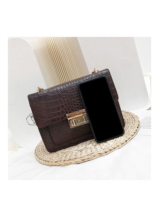 Generic - Chain Rivet Square Shoulder Bag Brown - Image 1