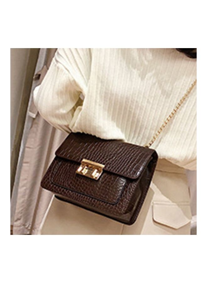 Generic - Chain Rivet Square Shoulder Bag Brown - Image 1