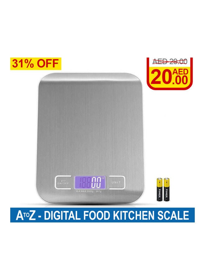 Digital Food Kitchen Scale grey 7.1 x 5.5 x 0.6inch - Image 2