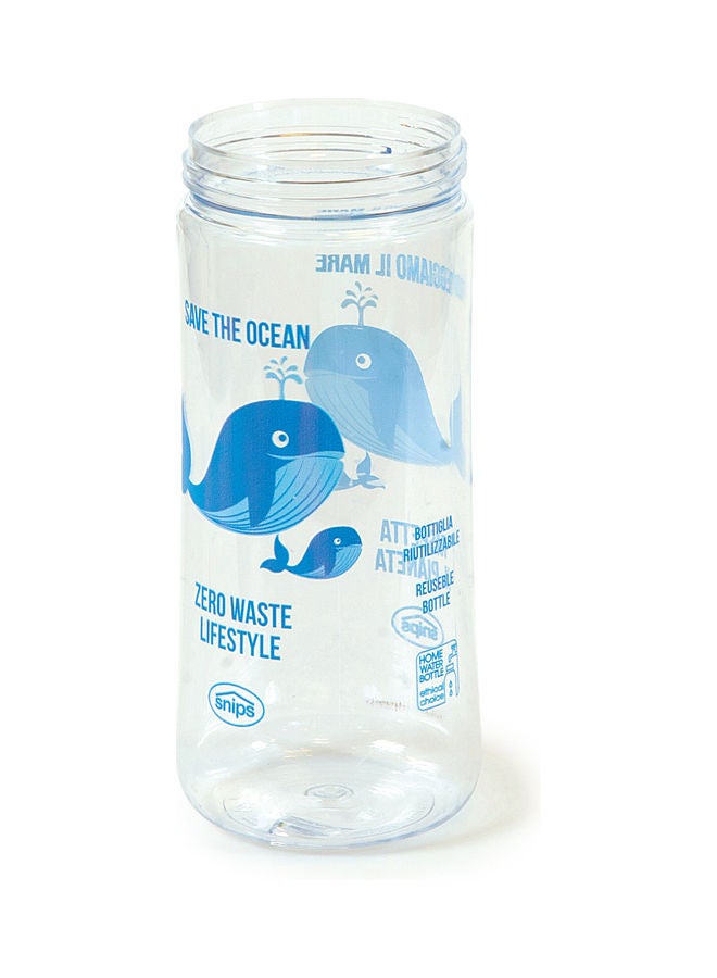 Snips Printed Water Bottle Clear/Blue 21x7.5cm - Image 2