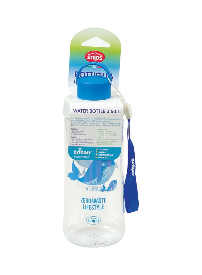 Snips Printed Water Bottle Clear/Blue 21x7.5cm - Image 3