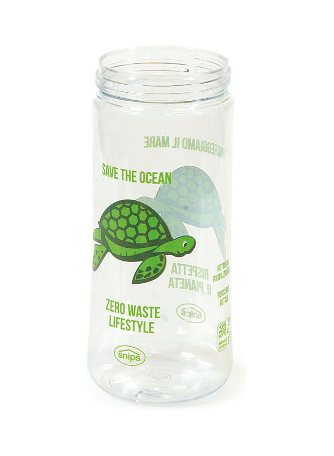 Snips Printed Water Bottle Clear/Green 21x7.5cm - Image 2