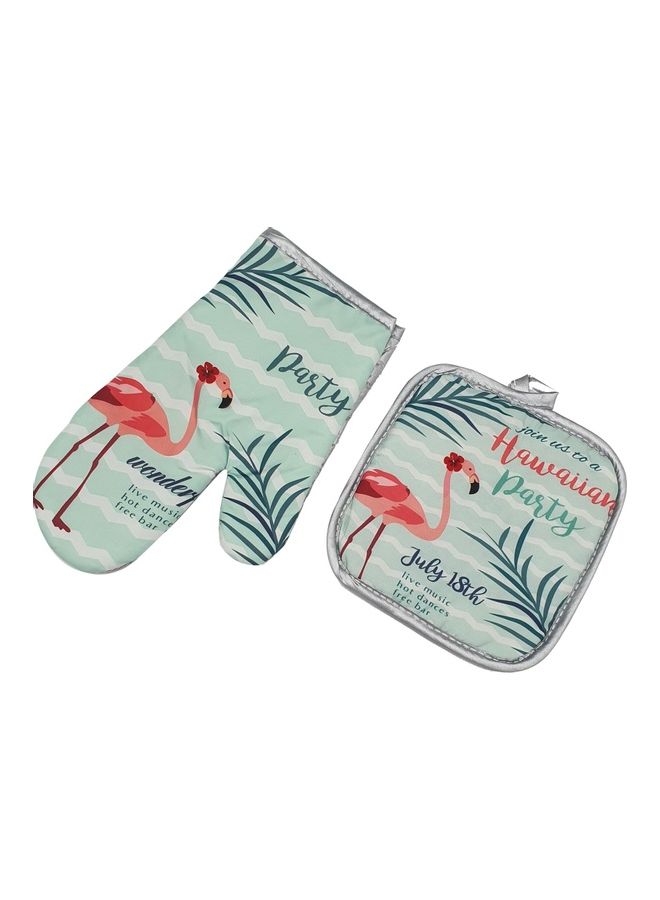 2-Piece Cotton Oven Pad And Glove Multicolour 28x17cm  - Image 1