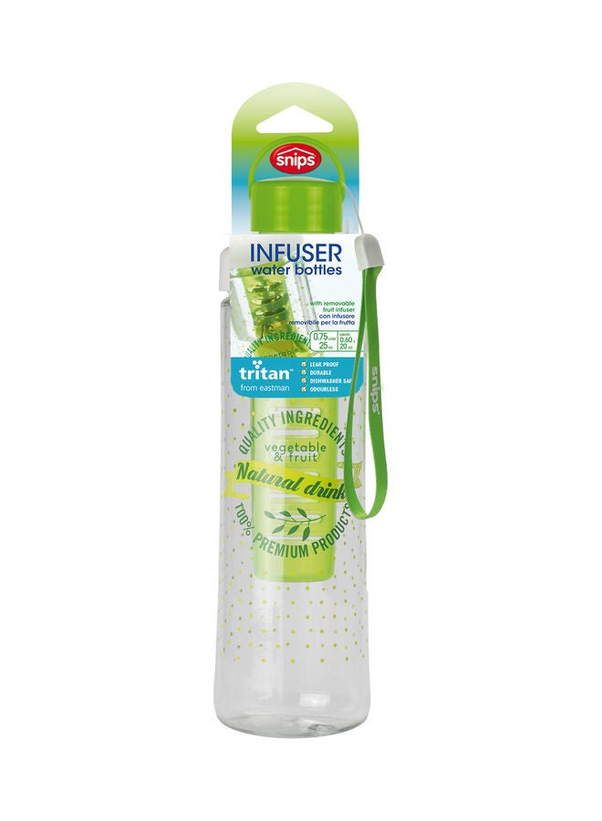 Tritan Infuser Water Bottle Clear/Green 0.75Liters