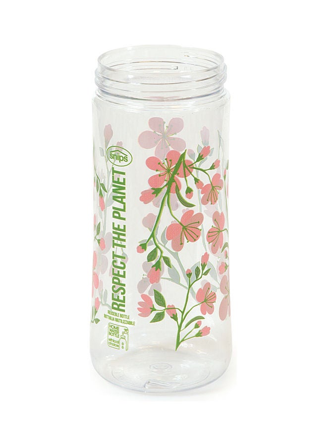 Snips Printed Water Bottle Green/Clear/Pink 21x7.5cm - Image 2