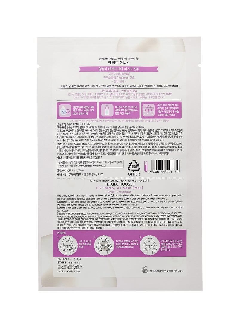 ETUDE HOUSE 0.2 Therapy Air Sheet Mask - Pearl 20ml  - Image 2