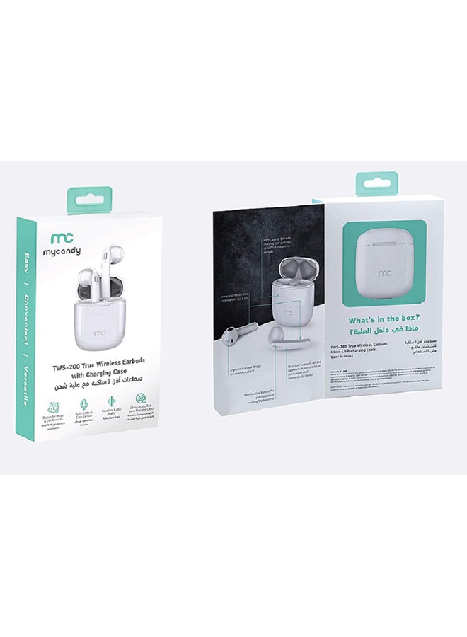My Candy - Switch True Bluetooth Wireless Earbuds With Charing Case and Touch Control White - Image 1
