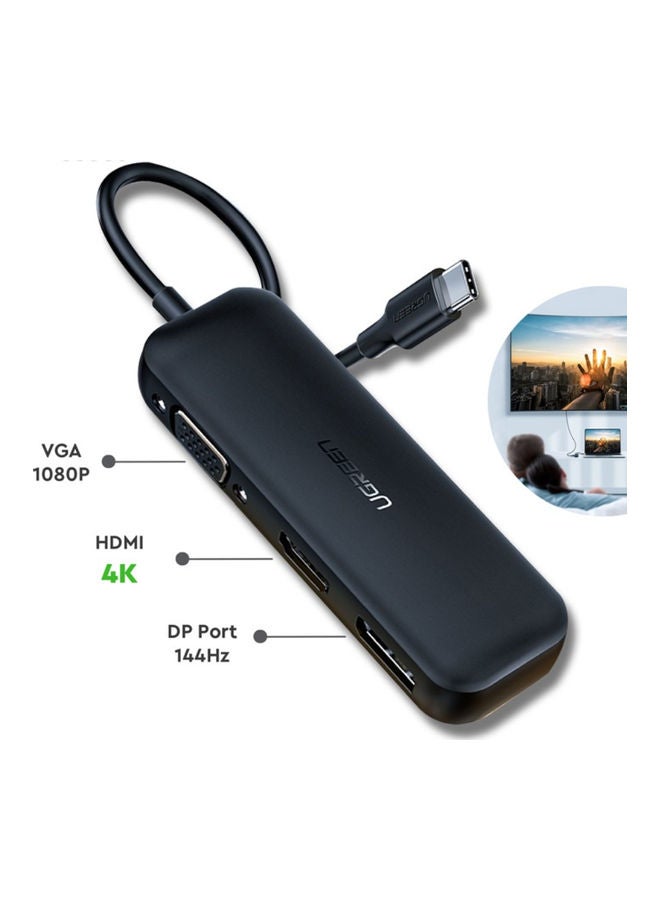 Ugreen - Adapter Converter VGA / DisplayPort V1.2a / HDMI V2.0b 4K@60 Hz - USB Typ C Black - Image 1