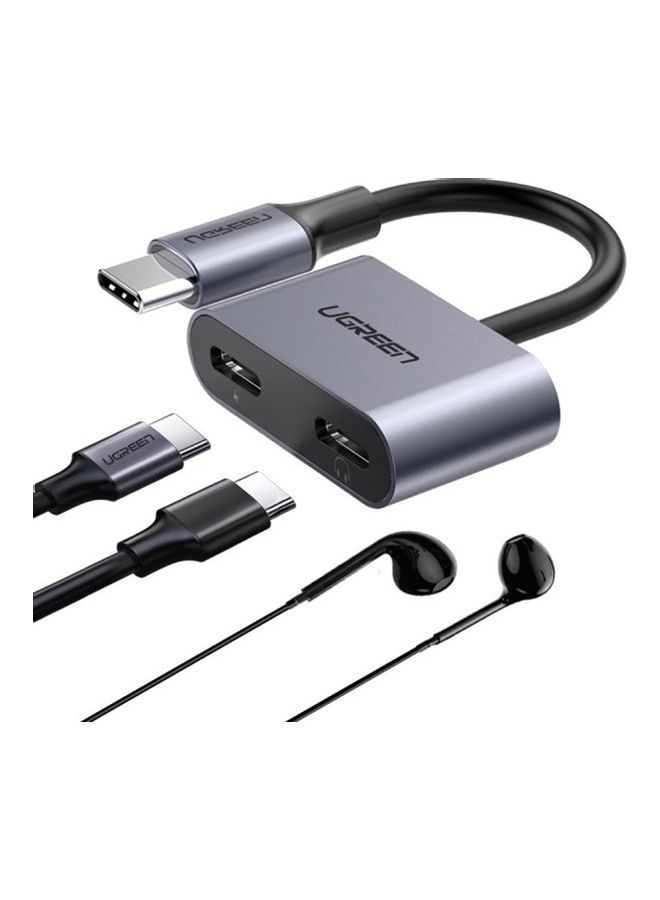 Ugreen 2-In-1 USB C Headphone And Charge Adapter Black/Silver  - Image 2