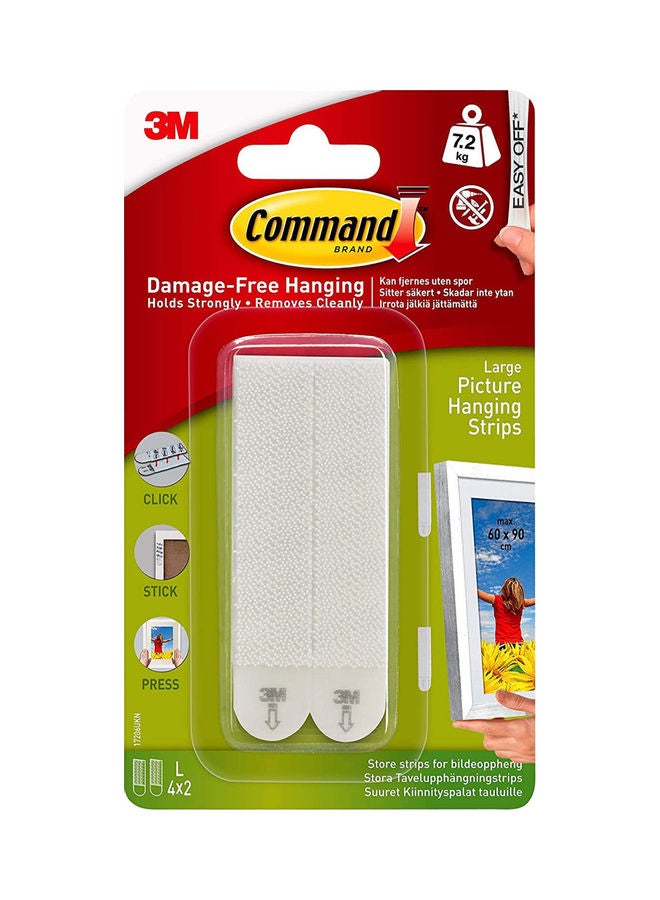 3M 2-Piece Large Picture Hanging Strips White 60x90cm - Image 1