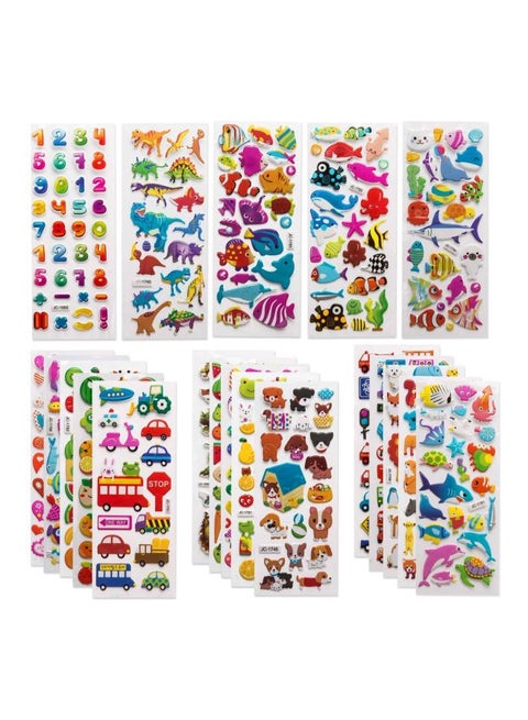 20-Piece 3D Puffy Sticker Sheet Set 7x20cm