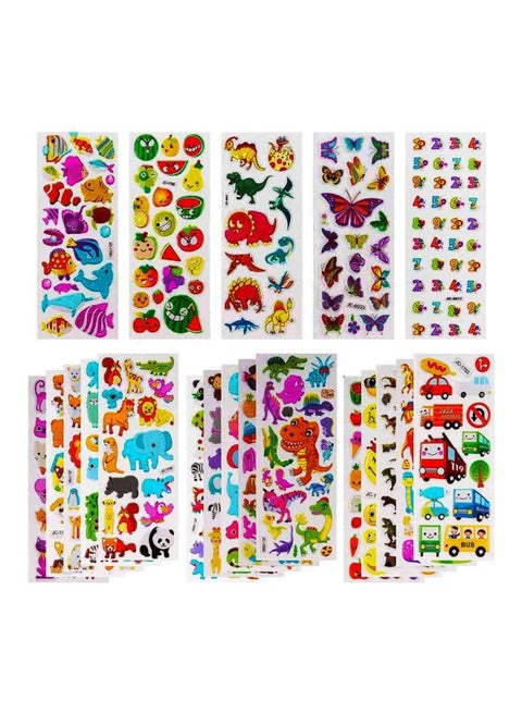 50-Piece 3D Puffy Sticker Sheet Set 7x20cm