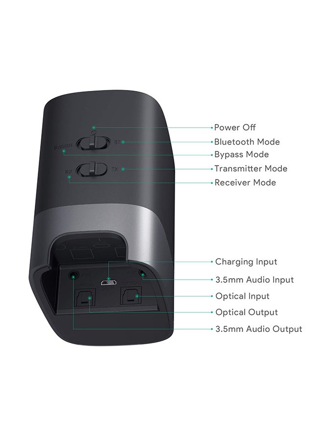 Aukey - Bluetooth 5 Transmitter And Receiver BR-O8 Black - Image 1