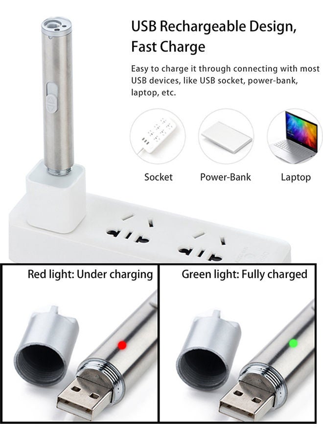 Generic - 3 in 1 Multi functional LED Flashlight Silver 11.50x1.50x1.50cm - Image 1
